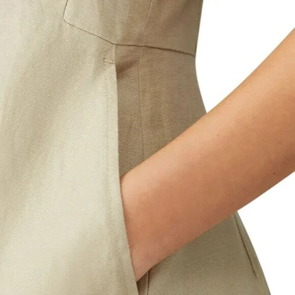 NWT Club Monaco khaki green wide leg jumpsuit 4 - Picture 7 of 13